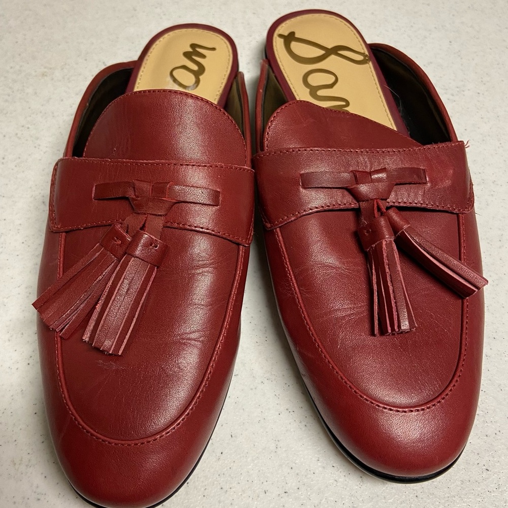 Sam Edelman Paris Red Leather Slip On Loafers 7.5